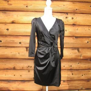 Black Faux Wrap Dress